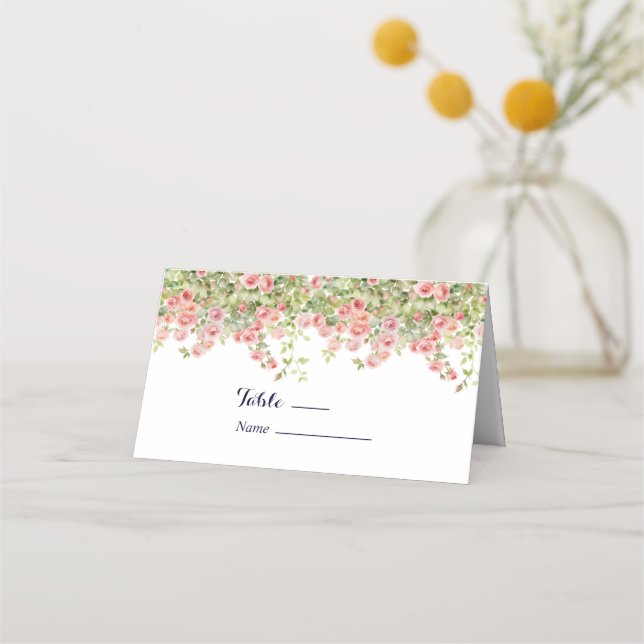 Minimalistisk enkel Söt ro blommigt bröllop Placeringskort (Framsida)