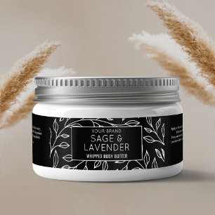 Minimalistisk enkel svart Blommigt 4 OZ Cosmetic B Etikettband