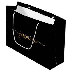Minimalistisk Enkel Svart Guld Monogram Flickaktig