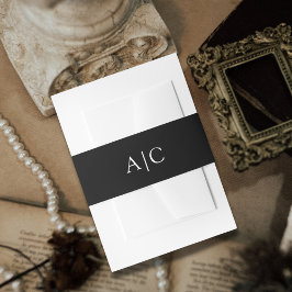 Minimalistisk enkel svart Monogram Bröllop Band För Inbjudningskort