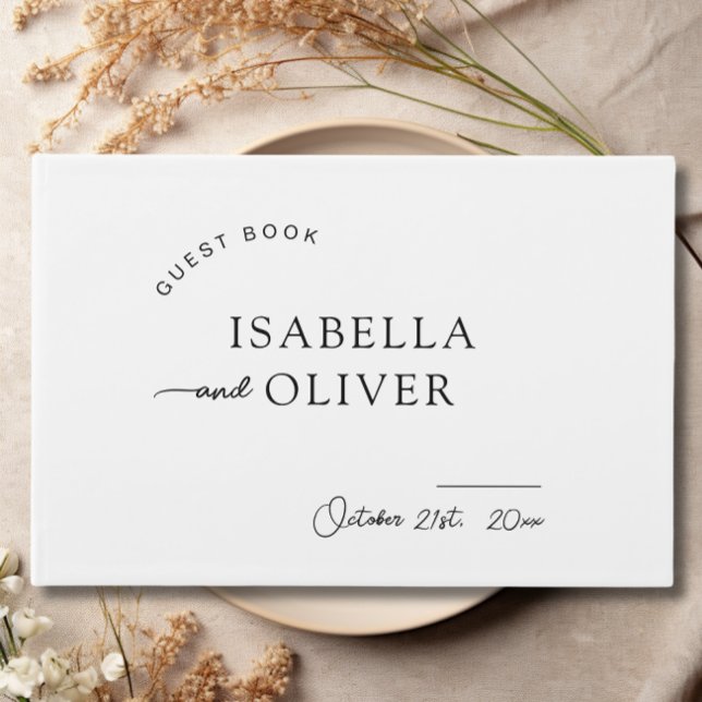 Minimalistisk enkel svart och vit Bröllop Gästböcker (Minimalist Simple Black and White Wedding Guest Book)