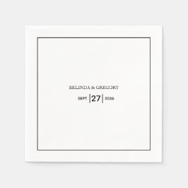 Minimalistisk enkel svart och vit Bröllop Pappersservett