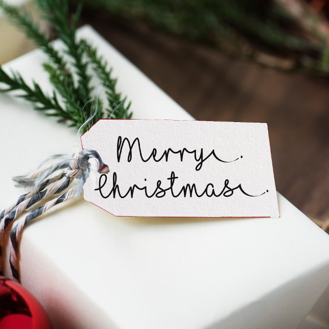 Minimalistisk Enkel Svart och Vit God Jul Presentetikett (Minimalist Simple Black and White Merry Christmas Gift Tags)