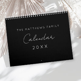 Minimalistisk, enkel, svart, vit 2025-familj kalender