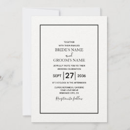 Minimalistisk enkel svartvit bröllopsinbjudan inbjudningar