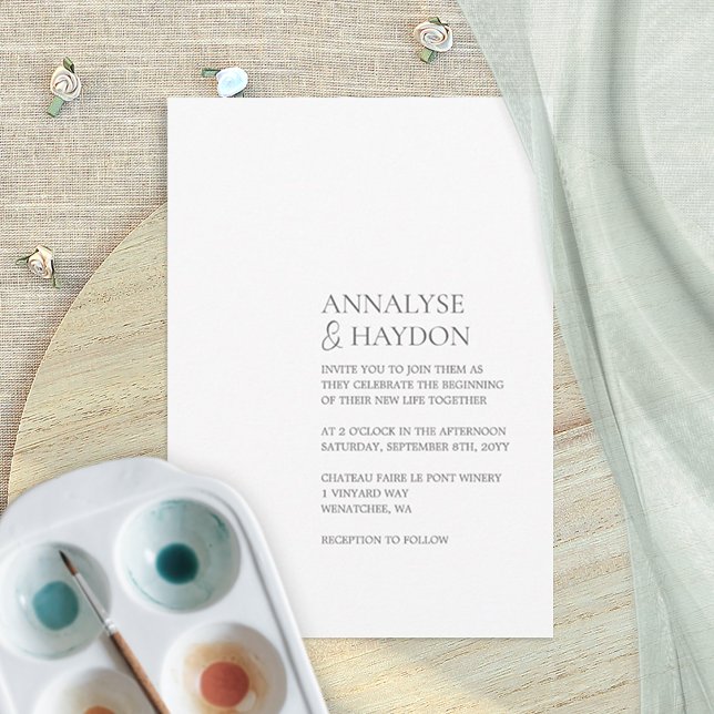 Minimalistisk, enkel teckensnittsbröllop inbjudningar (simple, minimalist, blank text-only wedding invitation, modern, elegant script)