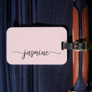 Minimalistisk Enkel Tjejaktig Rosenskär Kalligrafi Bagagebricka