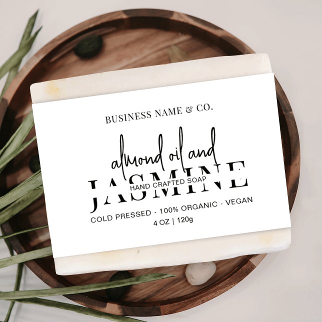 Minimalistisk enkel tvål med Pub Bellyband-figurse (Minimalist soap bar belly band style label in black and white with space for ingredients)