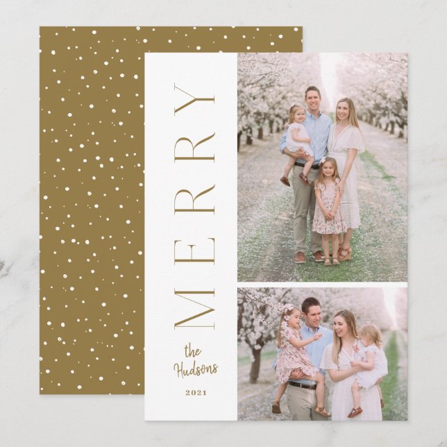 Minimalistisk enkel typografi 2-foto-Helgdag Julkort (Fram/baksida)