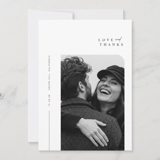 Minimalistisk enkel typografi - foto Bröllop Tack Kort (Framsida)