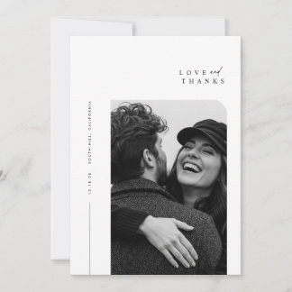 Minimalistisk enkel typografi - foto Bröllop Tack Kort