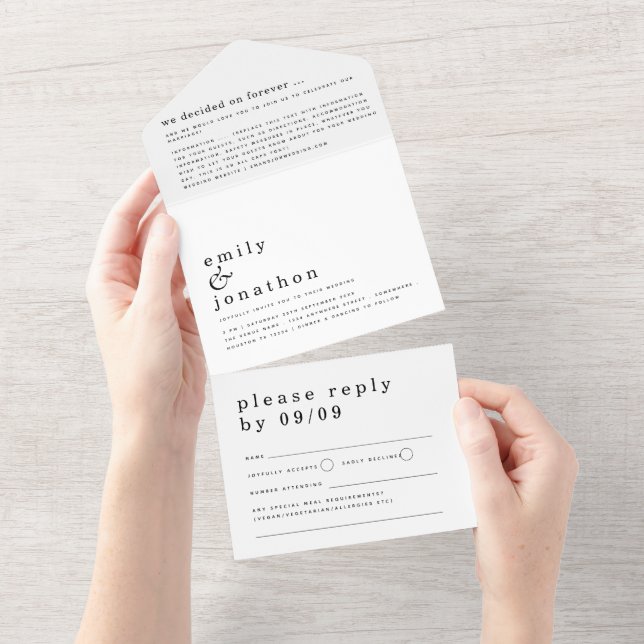 Minimalistisk enkel typografi oavsett Färg Bröllop (Tearaway)