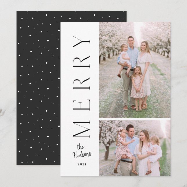 Minimalistisk enkel typografi, svart och vit  julkort (Fram/baksida)