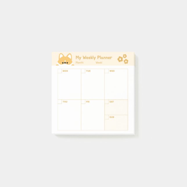 Minimalistisk enkel veckoplaneringskalender post-it block (Framsida)