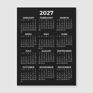 Minimalistisk Enkel Vit 2027 Magnetisk Kalender