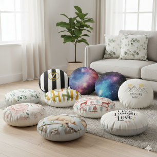 Minimalistisk enkel vit Färg Pillow Rund Kudde