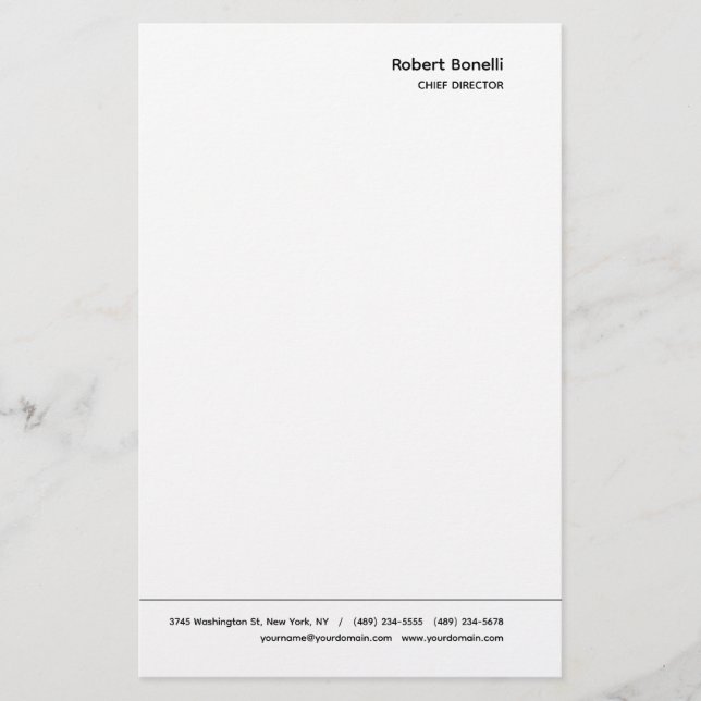 Minimalistisk Enkel Vit Modern  Brevpapper (Framsida)