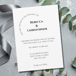 Minimalistisk enkel vit svart modern Bröllop Inbjudningar