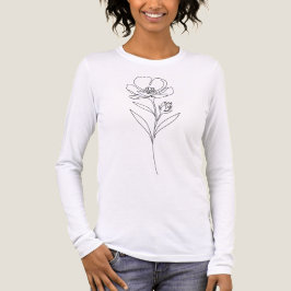 Minimalistisk enradig blomning Teckning T Shirt