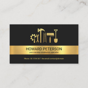 Minimalistisk entreprenör i Guld Handyman Verktyg Visitkort