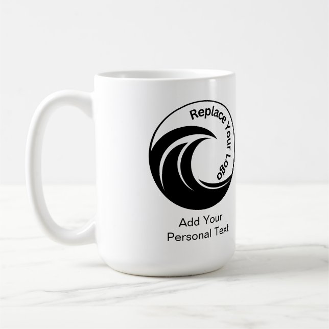 Minimalistisk Ersätt logotyp & Anpassad Text  Kaffemugg (Vänster)