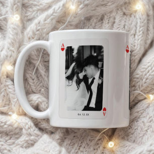 Minimalistisk Ess av Hjärter Par 3-Fotografier Anp Kaffemugg