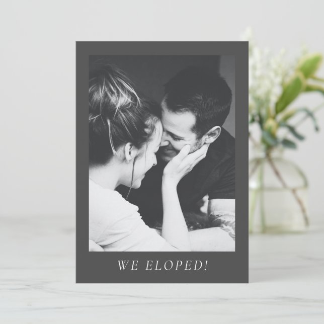 Minimalistisk Estetisk Foto Elopement Party Bröllo Inbjudningar (Stående Fram)