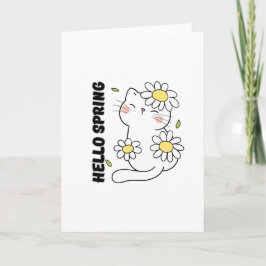 Minimalistisk estetisk Hello Spring Katt & Tusensk Kort