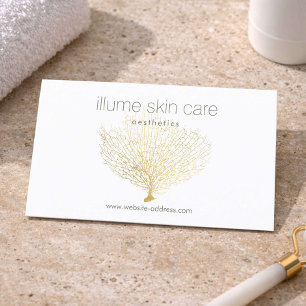 Minimalistisk estetisk medspadesign i guld korall visitkort