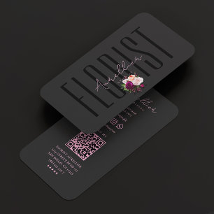 Minimalistisk estetisk rosa svart floristbukett bo visitkort