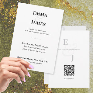 Minimalistisk et-tecken bröllopsinbjudan   QR-kod Inbjudningar