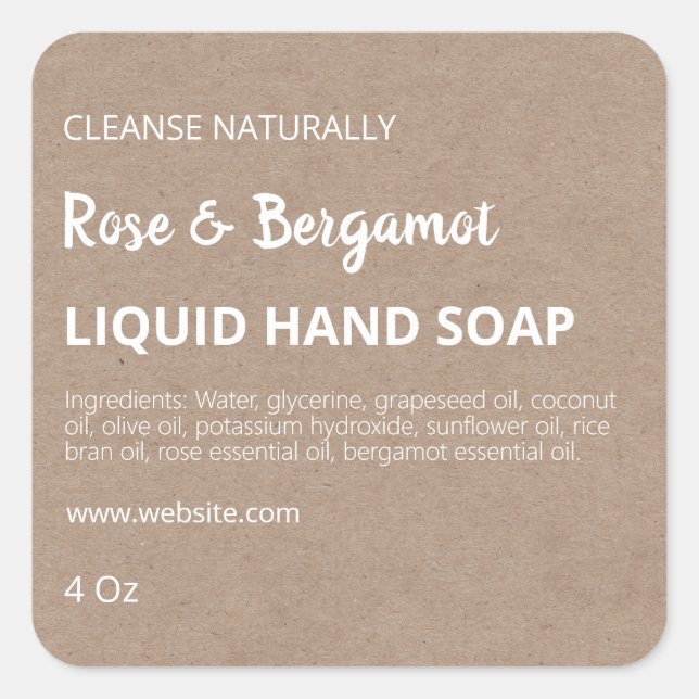 Minimalistisk etikett för flytande tvål och soap K (Framsida)