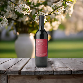 Minimalistisk etikett för Röda Bröllop Vin