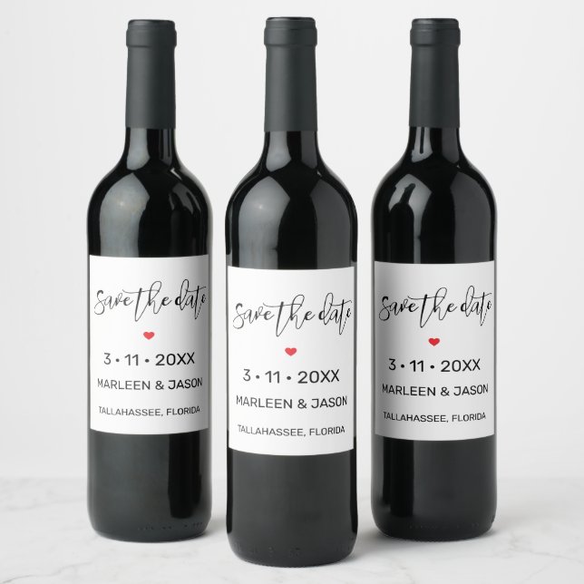 Minimalistisk etikett för vin 'Save the date' (Flaskor)