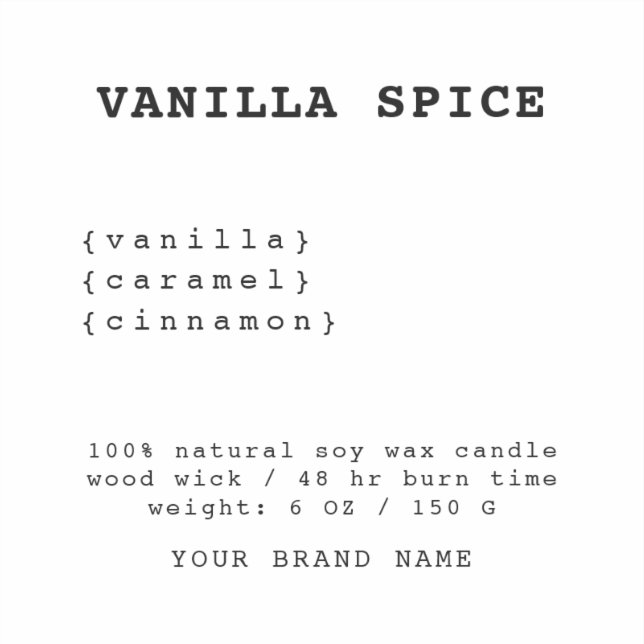 Minimalistisk etikett för vitt ljus (Framsida)