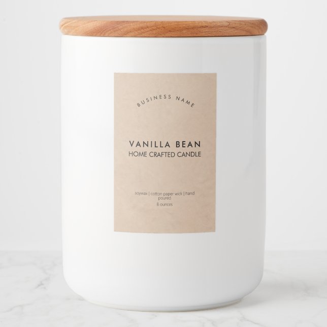 Minimalistisk etikett på Rustic Kraft Candle (Framsida)
