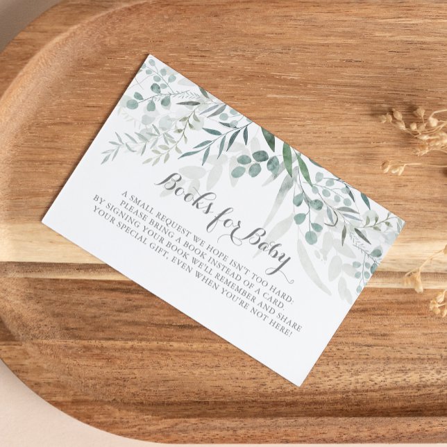 Minimalistisk Eucalyptus Baby Shower Bok-begäran Tilläggskort (Skapare uppladdad)