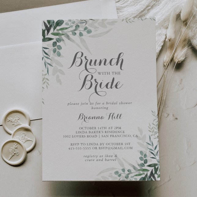 Minimalistisk Eucalyptus Brunch med Bride Shower Inbjudningar (Skapare uppladdad)
