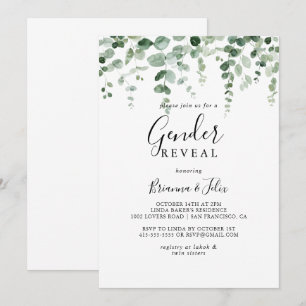Minimalistisk Eucalyptus Gender Reveal Party Inbjudningar