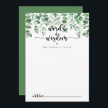Minimalistisk eukalyptus Bröllop Ord i Wisdom Rådkort<br><div class="desc">Detta minimalistiska eukalyptus bröllop-ord med visdomskort är perfekt för ett bröllop i Österrike. Utformningen har handmålad grönt med vattenfärg,  eukalyptus,  inspirerande naturskönhet. De här korten är perfekter för bröllop,  möhippa,  babydusch,  studentfest och mycket mer. Anpassa korten med namn från bruden och brudgummen,  blivande föräldrar eller student.</div>