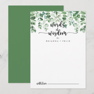 Minimalistisk eukalyptus Bröllop Ord i Wisdom Rådkort