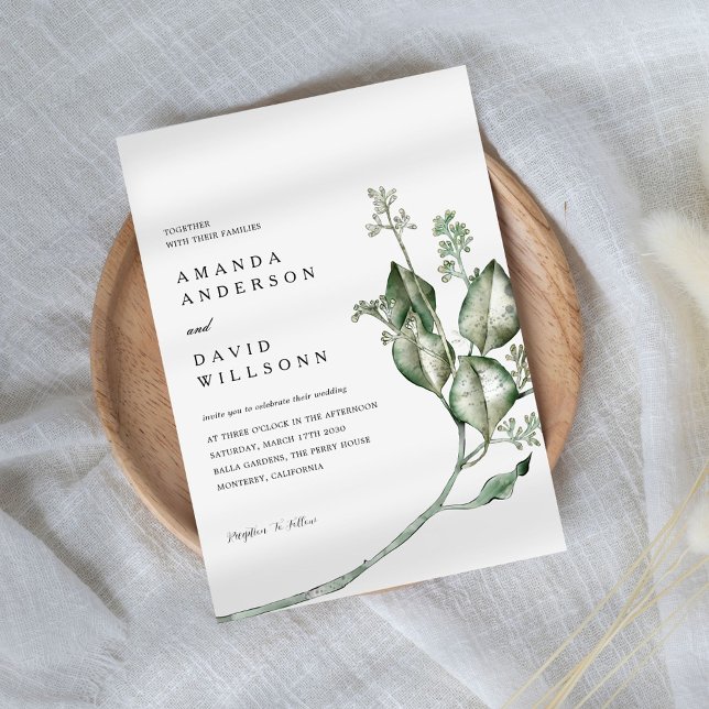 Minimalistisk eukalyptus Greenery Bröllop Inbjudningar (Skapare uppladdad)