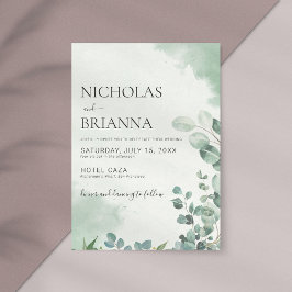 Minimalistisk eukalyptus Greenery Bröllop Inbjudningar