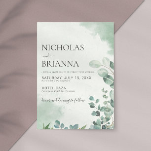 Minimalistisk eukalyptus Greenery Bröllop Inbjudningar