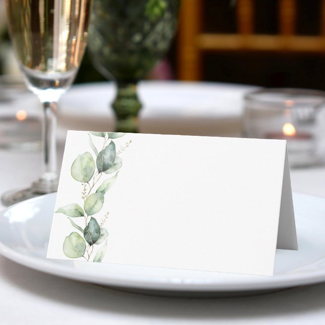 Minimalistisk eukalyptus Greenery Bröllop Placeringskort (Eucalyptus Greenery Wedding Reception Place Card)