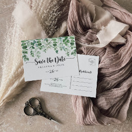 Minimalistisk Eukalyptus Horisontell Spara Datum   Vykort