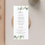 Minimalistisk eukalyptus Löv Elegant bröllop Meny<br><div class="desc">Behandla dina gäster till den här söta moderna eukalyptus löv-menyn som skulle vara underbar för ditt botaniska land-tema blommigt bröllop. Redigera informationen enkelt genom att klicka på knappen "Anpassa".</div>