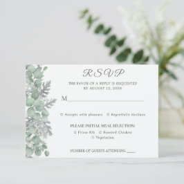 Minimalistisk Eukalyptus Salvia Grön Bröllops RSVP OSA Kort