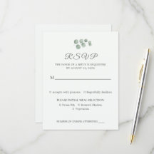 Minimalistisk Eukalyptus Salvia Grön Bröllops RSVP