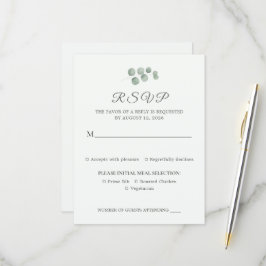 Minimalistisk Eukalyptus Salvia Grön Bröllops RSVP OSA Kort